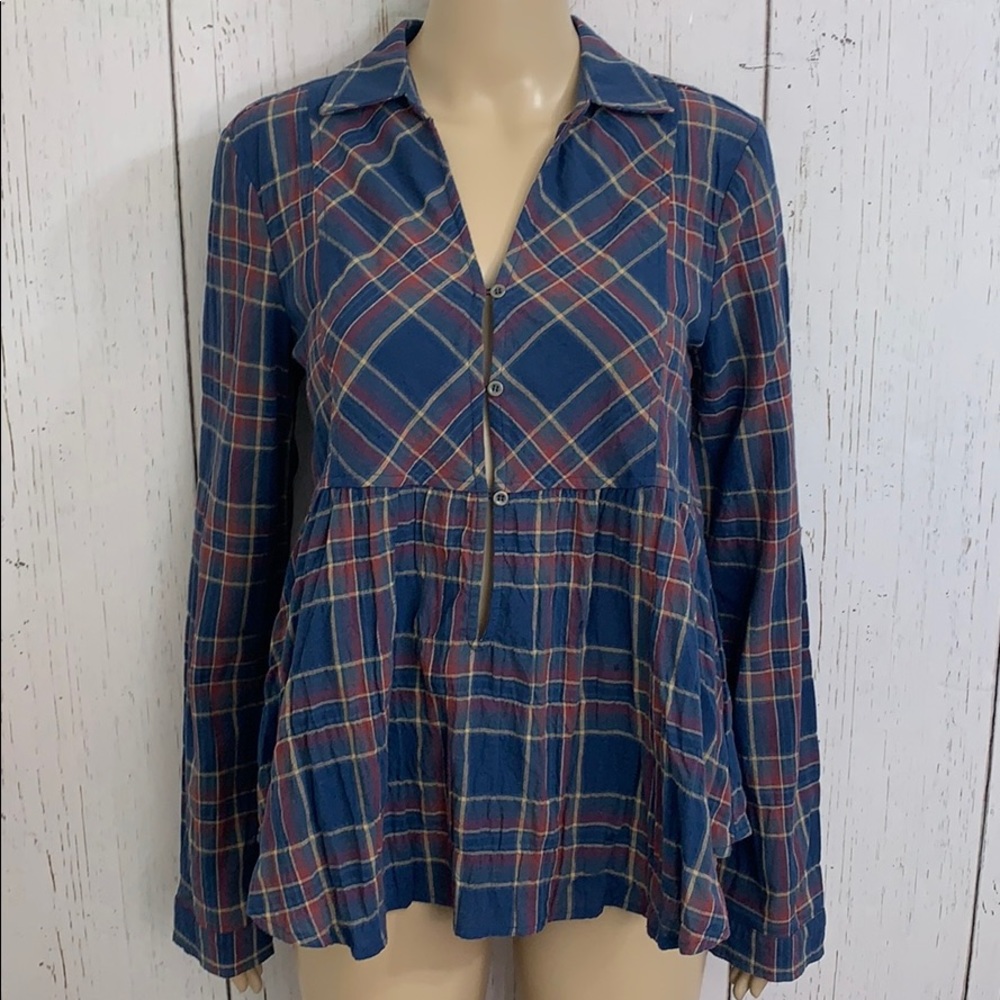 Hem & Thread Plaid Peplum Blouse